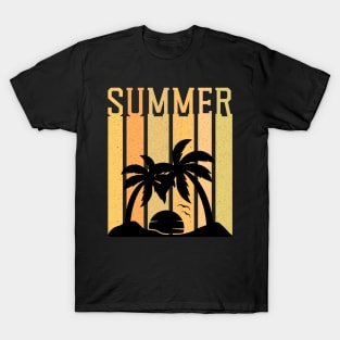 Summer Retro Palm Tree Beach T-Shirt